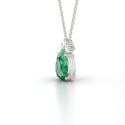 Groene smaragd en diamanten edelsteen hanger ketting 8.25 karaat WG 14K
