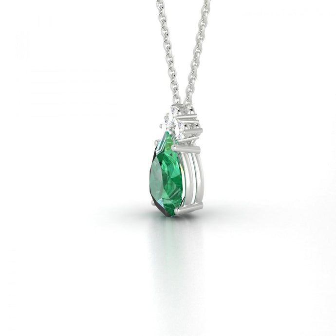 Groene smaragd en diamanten edelsteen hanger ketting 8.25 karaat WG 14K - harrychadent.nl