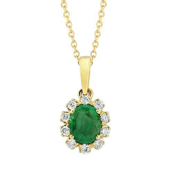 Hangerketting met Colombiaanse Groene Smaragd & Natuurlijke uit de aarde gewonnen Diamant Edelstenen 9.10 Karaat met Zetting
