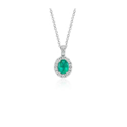 Groene smaragd en diamanten edelsteenhanger met ketting 6,50 karaat