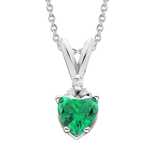 Groene smaragd en diamanten hanger ketting 3.30 karaat WG 14K - harrychadent.nl