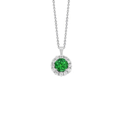Groene smaragd en diamanten hanger ketting 4.65 karaat witgoud 14K