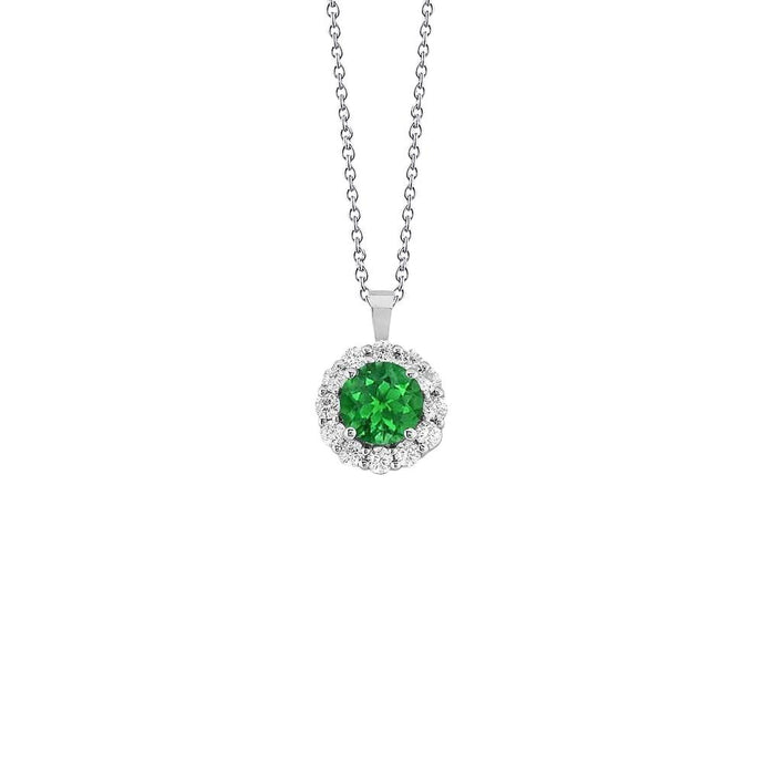 Groene smaragd en diamanten hanger ketting 4.65 karaat witgoud 14K - harrychadent.nl