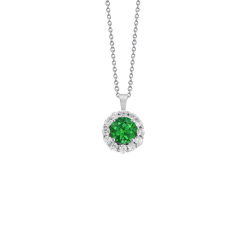 Groene smaragd en diamanten hanger ketting 4.65 karaat witgoud 14K - harrychadent.nl