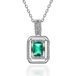 Groene Smaragd GIA & Natuurlijke uit de aarde gewonnen Diamanten Hanger Met Ketting 6.75 Karaat Witgoud 14K