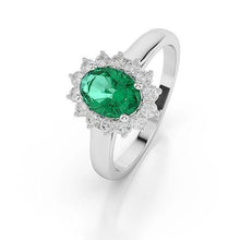 Afbeelding in Gallery-weergave laden, Groene smaragd en diamanten ring 3.50 karaat gouden damessieraden - harrychadent.nl
