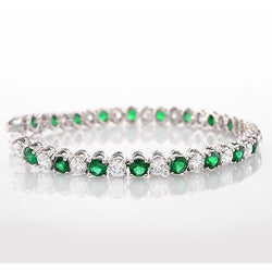 Groene Smaragd GIA & Natuurlijke uit de aarde gewonnen Diamanten Tennisarmband 33.25 Karaat Dames Sieraden