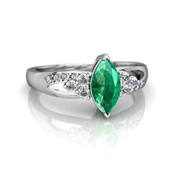 Groene smaragd met diamanten 2.75 ct. Verlovingsring Witgoud 14K