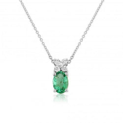 Groene smaragd met diamanten halsketting 3.40 karaat witgoud 14K