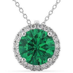 Groene Smaragd GIA Met Natuurlijke uit de aarde gewonnen Diamanten Hanger 17 Karaat Witgoud 14K