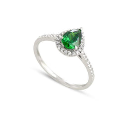 Groene smaragd met witte diamanten 5.70 ct. Ring 14K Witgoud 14K