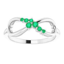 Afbeelding in Gallery-weergave laden, Groene smaragd ring Infinity stijl 1 karaat witgoud 14K sieraden - harrychadent.nl
