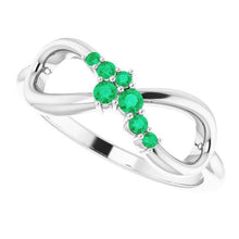 Afbeelding in Gallery-weergave laden, Groene smaragd ring Infinity stijl 1 karaat witgoud 14K sieraden - harrychadent.nl
