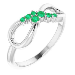 Groene smaragd ring Infinity stijl 1 karaat witgoud 14K sieraden
