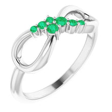 Afbeelding in Gallery-weergave laden, Groene smaragd ring Infinity stijl 1 karaat witgoud 14K sieraden - harrychadent.nl
