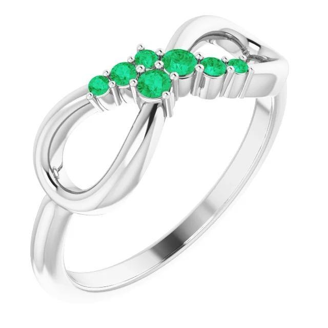 Groene smaragd ring Infinity stijl 1 karaat witgoud 14K sieraden - harrychadent.nl