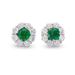 Groene smaragd ronde geslepen diamanten Halo studs oorbellen 5,80 karaat
