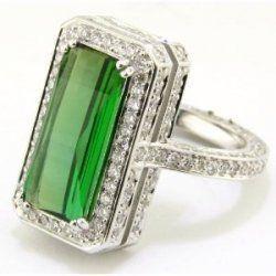 Groene toermalijn en diamanten 15,75 ct verjaardag ring wit goud 14k