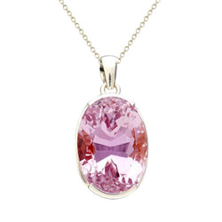 Grote 36 Karaat Ovale Roze Kunziet Kettinghanger Witgoud Sieraden