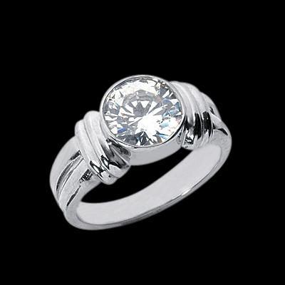 Grote 3.01 karaat diamanten solitaire ring bezel instelling wit goud 14k - harrychadent.nl