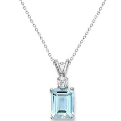 Grote Aquamarijn Met Natuurlijke uit de aarde gewonnen Diamanten 15 Ct Hanger Met Ketting Witgoud 14K