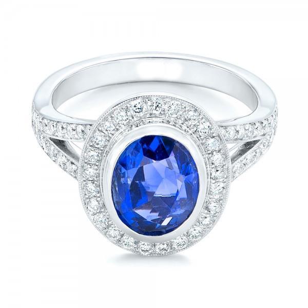 Grote Ceylon Saffier Met Diamanten 4.75 Ct Ring Wit Goud 14K - harrychadent.nl