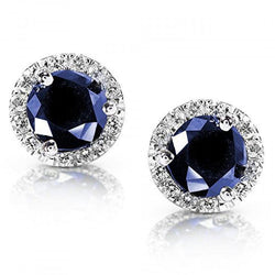 Grote Sri Lankaanse Sapphire Diamond Stud Earring Wit Goud 14K 5,32 Karaat