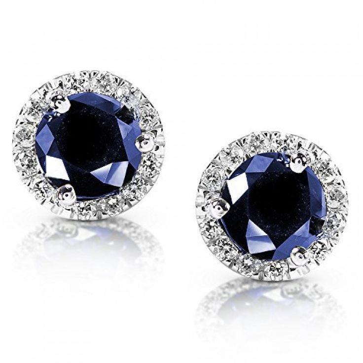Grote Sri Lankaanse Sapphire Diamond Stud Earring Wit Goud 14K 5,32 Karaat - harrychadent.nl