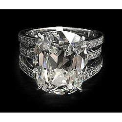 Grote kussen geslepen diamanten verlovingsring 7,5 karaat witgoud 14K