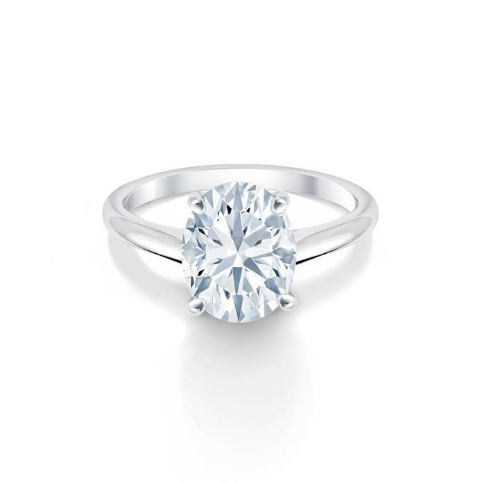 Grote ovaal geslepen diamant 2,50 karaat solitaire ring wit goud 14K - harrychadent.nl