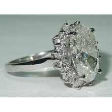 Afbeelding in Gallery-weergave laden, Grote ovale bloem stijl diamanten halo ring 4.75 karaat dames wit goud 14K sieraden - harrychadent.nl

