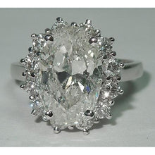Afbeelding in Gallery-weergave laden, Grote ovale bloem stijl diamanten halo ring 4.75 karaat dames wit goud 14K sieraden - harrychadent.nl
