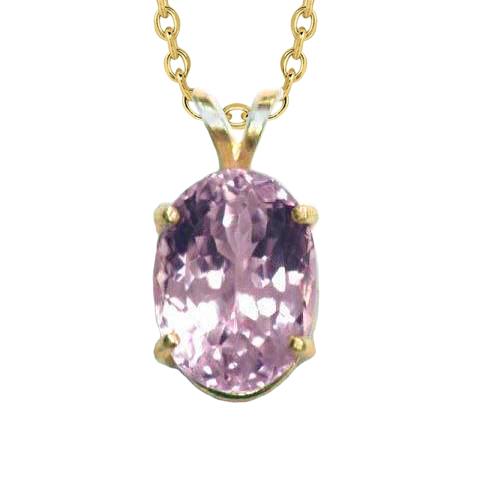 Grote ovale geslepen roze kunziet edelsteen hanger 20 karaat geel goud 14K - harrychadent.nl