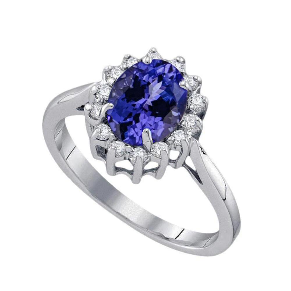 Grote ovale tanzaniet steen fancy ring 1.95 karaat diamanten sieraden goud - harrychadent.nl