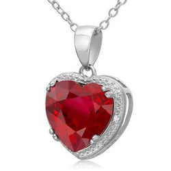 Grote Rode Robijn Met Kleine Natuurlijke uit de aarde gewonnen Diamanten Hanger Ketting 14.10 Karaat WG 14K