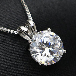 Grote ronde geslepen diamanten halsketting hanger 3,5 karaat witgoud 14K