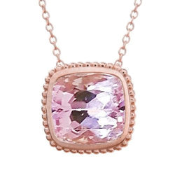 Grote Roze Kunziet Kastzetting 35.00 Ct Hanger Ketting Roségoud 14K