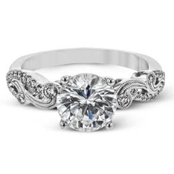 Grote Ronde 3.40 Karaat Natuurlijke uit de aarde gewonnen Diamanten Antieke Look Verlovingsring Goud