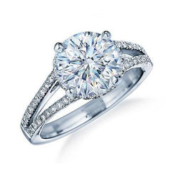 Grote Ronde Verborgen Halo uit de aarde gewonnen Diamanten Verlovingsring Witgoud 14K