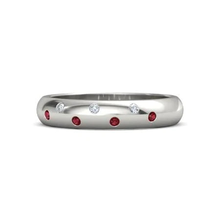 Gypsy Diamond Comfort Fit Ruby Band 1.10 Karaat Witgoud 14K