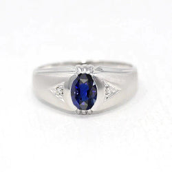 Gypsy Jubileumring Ovaal Ceylon Saffier Vintage Style 1.25 Karaat