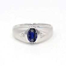 Afbeelding in Gallery-weergave laden, Gypsy Jubileumring Ovaal Ceylon Saffier Vintage Style 1.25 Karaat

