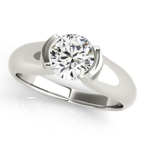 Half bezel 1 karaat diamanten solitaire verlovingsring wit goud 14k - harrychadent.nl