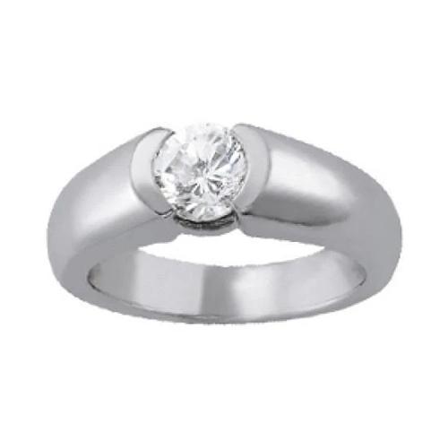 Half bezel diamanten solitaire ring 0,75 karaat sieraden - harrychadent.nl