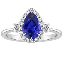 Halo 3 Stenen Ring Peer Ceylon Saffier & Diamanten 5 Karaat