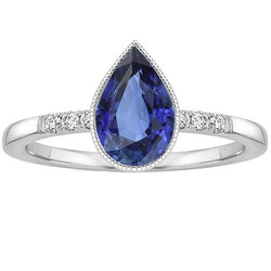 Halo Bezel Set Ring Peer Sri Lankaanse Saffier & Diamanten 2,50 Karaat