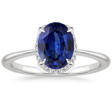 Afbeelding in Gallery-weergave laden, Halo Ceylon Sapphire Ring Ovaal Geslepen 3.50 Karaat Prong Setting - harrychadent.nl

