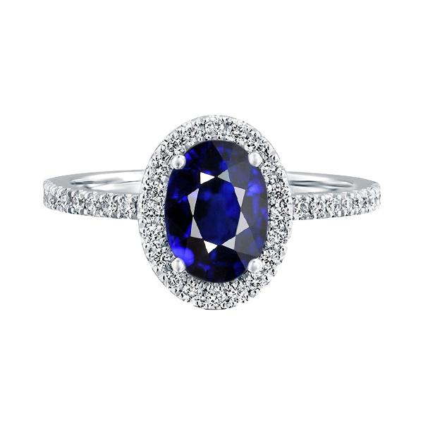 Halo Ceylon Sapphire ovale diamanten jubileumring 3,50 karaat - harrychadent.nl