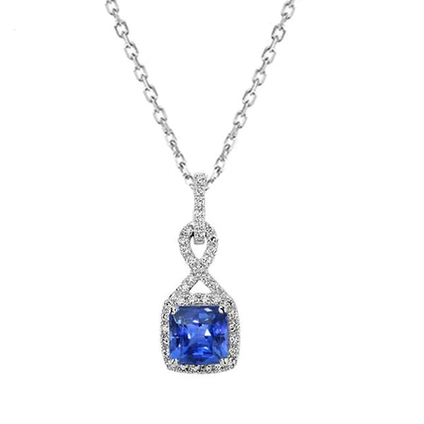 Halo Cushion Sapphire Pendant & Diamond Infinity Style 2.25 Carats - harrychadent.nl