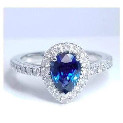 Halo Diamant Sri Lanka blauwe saffier ring 2,75 karaat